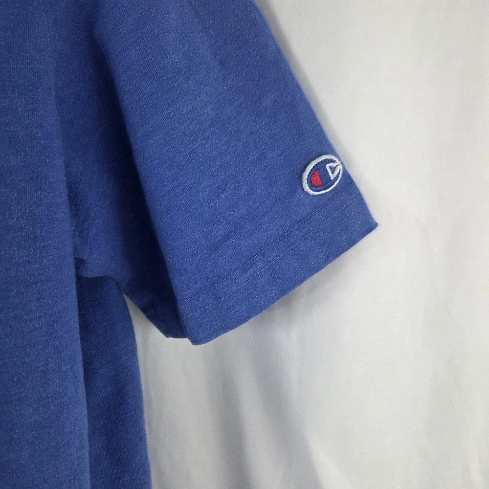 Champion Shirt Mens Small Blue Big Logo Graphic Tagless Tee Top Crewneck - Picture 2 of 8